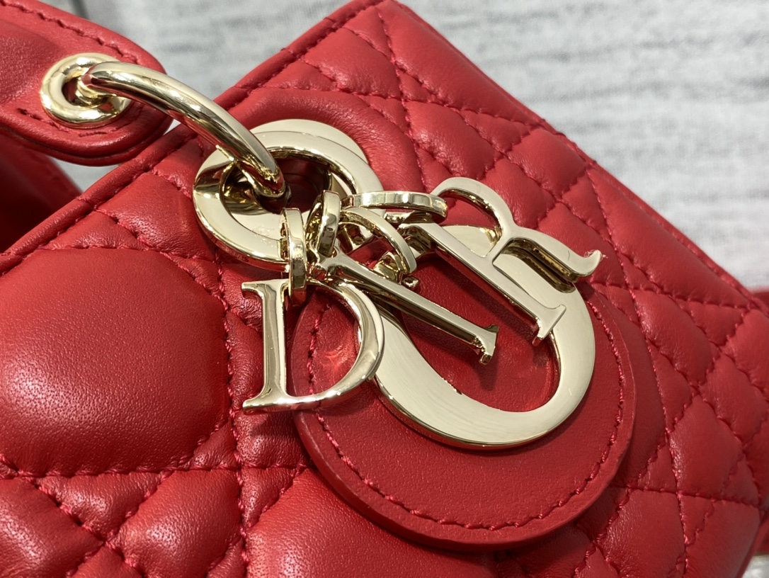 Micro Lady D-Joy Bag Red Cannage Lambskin